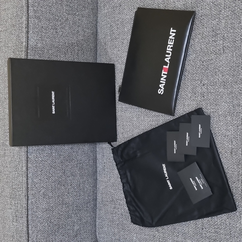 YSL Black Leather Rider/Clutch
